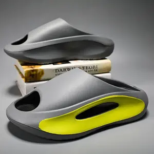 Unisex Fashionable Colour Block Slide Slippers - Ventilated Open Toe, Soothing Massage Grains, Ultra-Comfortable Non-Slip Durable EVA Sole - Shoe Footwear for Home Use