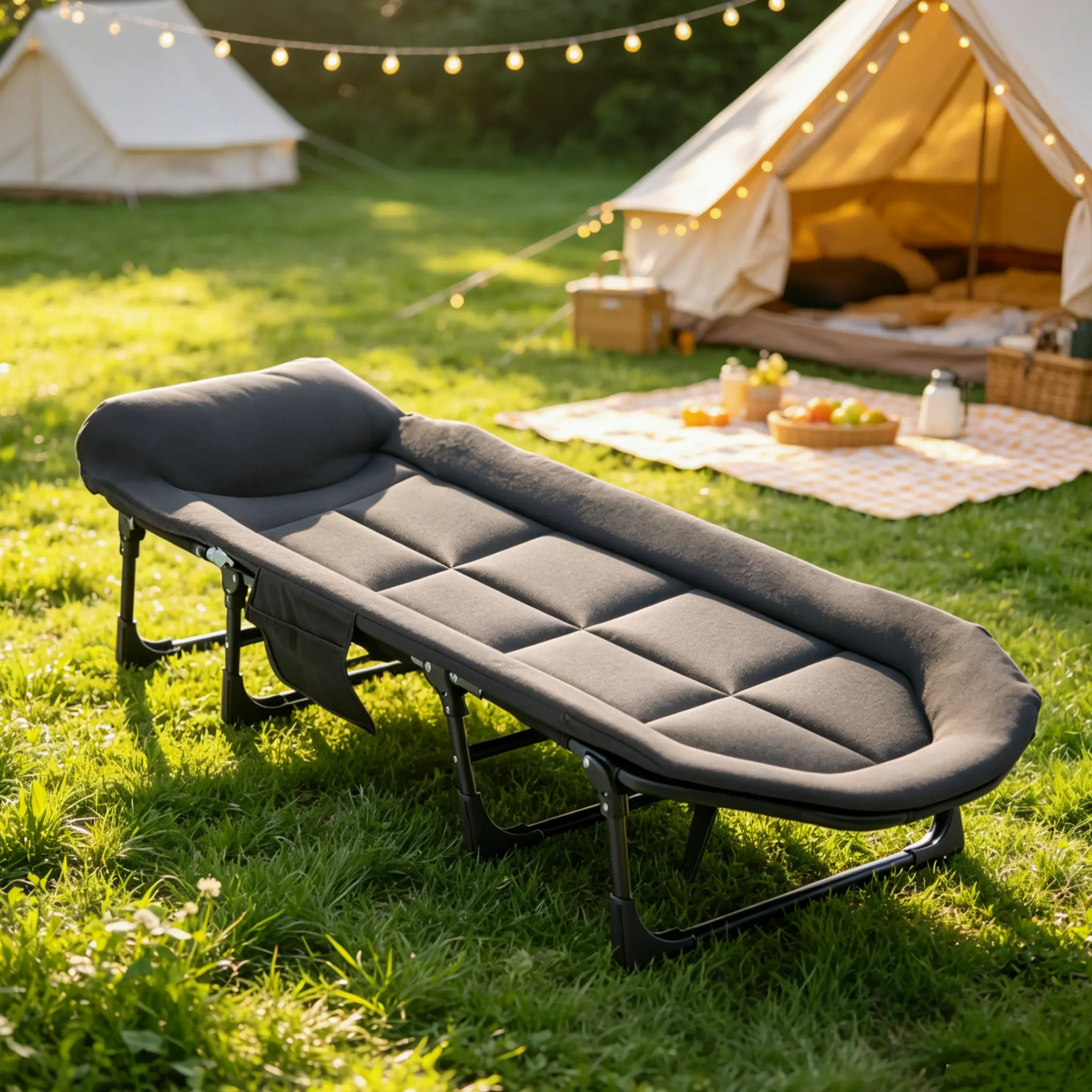 Camping Cot for Adults, 6 Angle Adjustable Folding Camping Bed with Mattress, Foldable Camping Bed for Camp, Office, Outdoor, Lightweight Camping Cot Supports 450 lbs,father'sdaygifts,campingessentials,campinggear