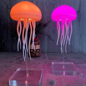 Jellyfish Design Night Light, USB Rechargeable Color Changing Tabletop Lamp, LED Jellyfish Decorative Light for Room, Novelty Lighting for Bedroom, Led Nightlight