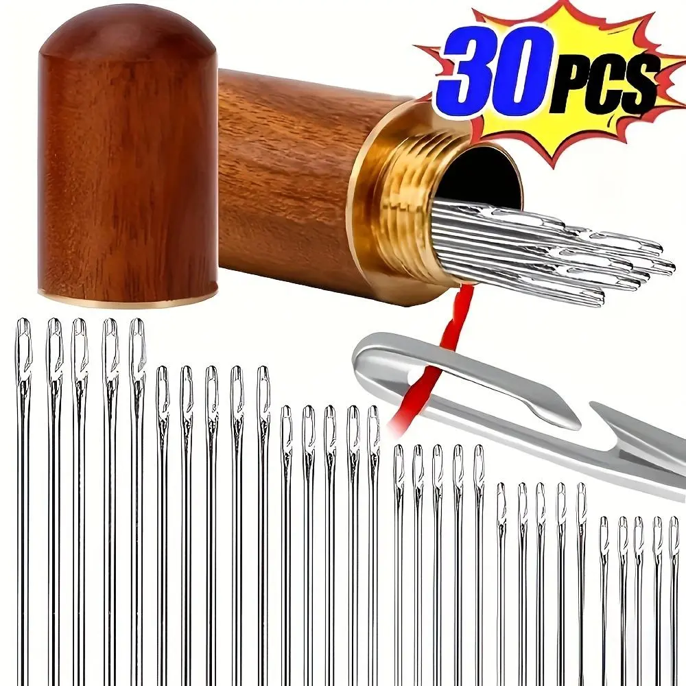 Self-threading Needle Set, Stainless Steel Automatic Threaders, Quick Sewing & Knitting Supplies, Sewing Accessories