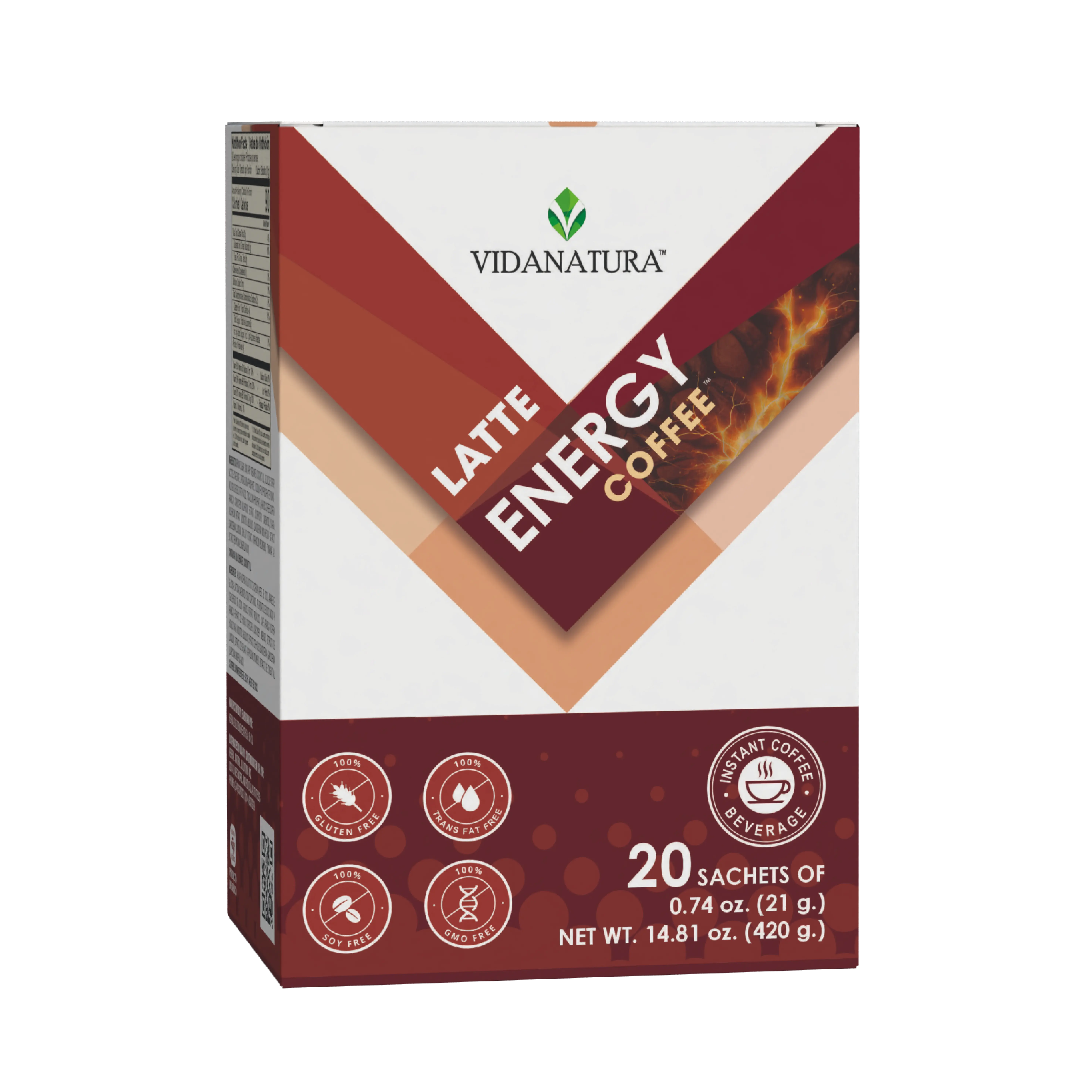 VIDANATURA Latte Energy Instant Coffee | Premium Arabica | 20 Sachets