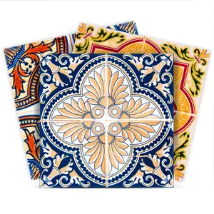 360 Stand Colorful Decorative Vinyl Tiles Sticker - 12x12 in. Linna Multi Mosaic Glossy Removable Peel & Stick Wall Stickers, Home Decor for Kitchen