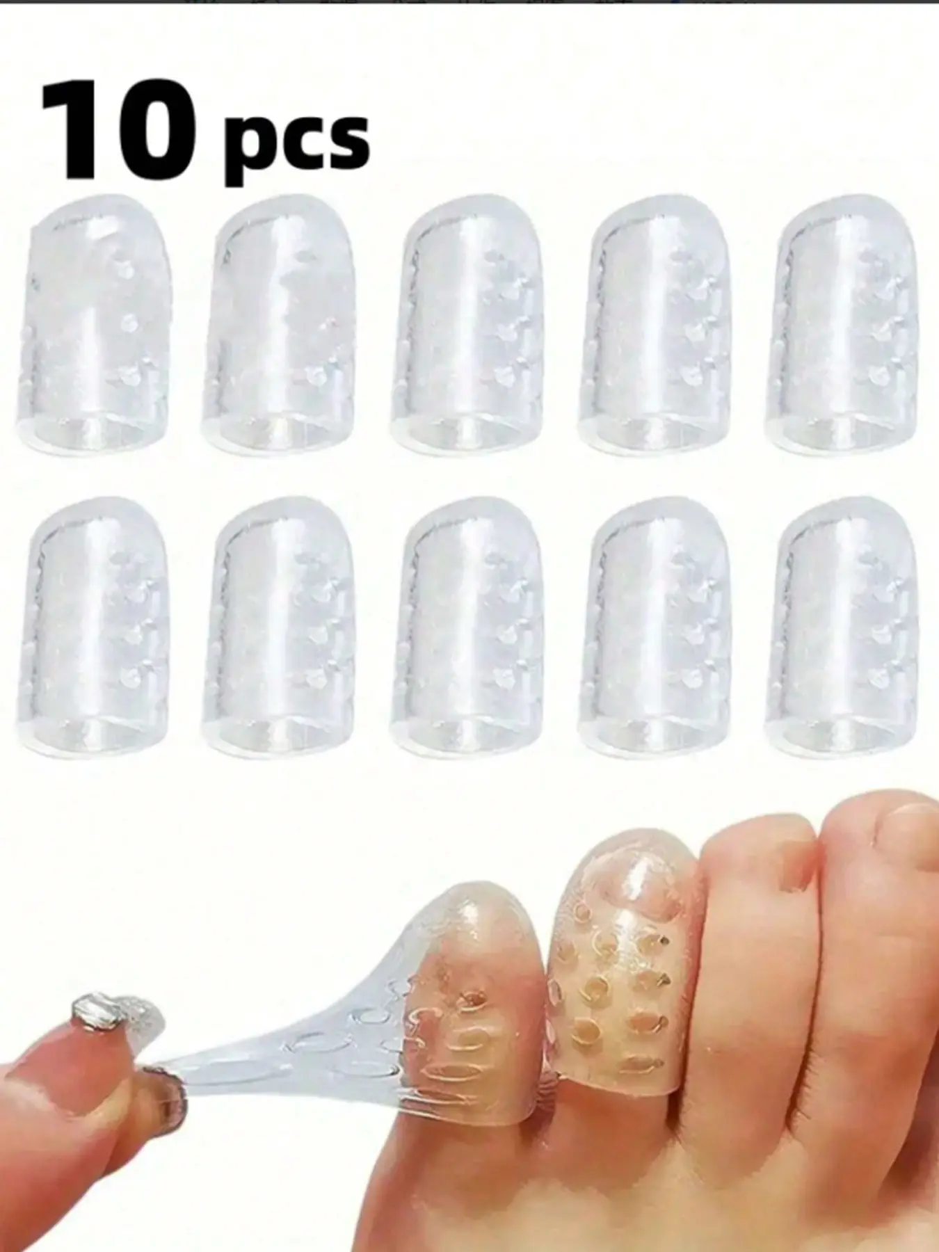 Silicone Toe Protector Set 10 Pcs/5 Pairs, Anti-Cracking, Moisture-Resistant, Soft Gel Material, Comfortable and Durable, Transparent Silicone, Toe Protectors for Shoes