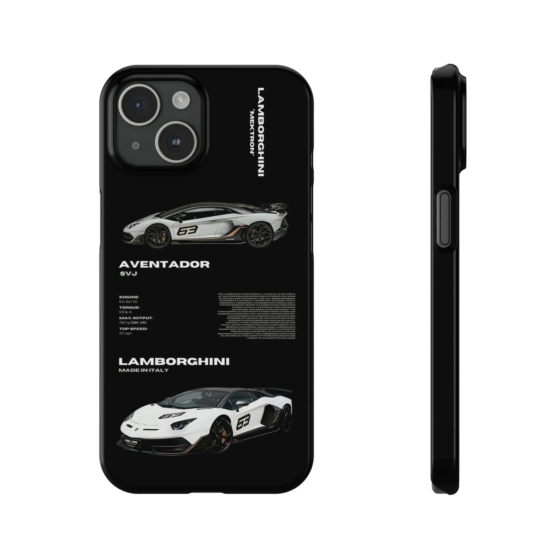 LAMBORGHINI AVENTADOR SVJ IPHONE CASES, iPhone 15 14 13 12 11 X Xr, Samsung S21 S22 Phone Case