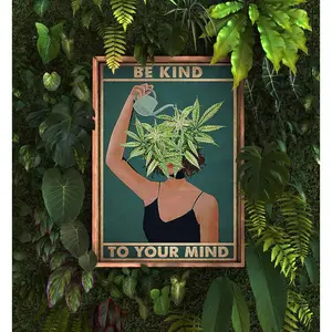 Be Kind To Your Mind Poster/Vintage Cannabis Poster/ Cannabis Inspired Wall Decor/ Pot Head/ Stoner Wall Art/ Smoking Room Decor