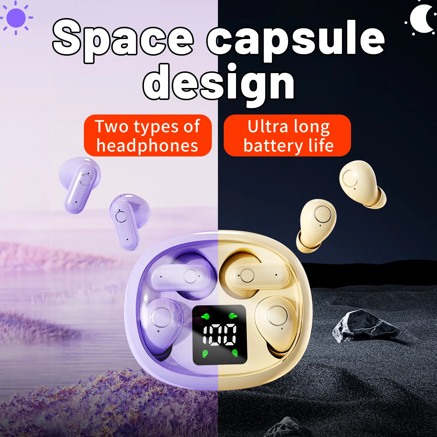 INSONIXN SK35 Wireless Bluetooth Sports Earbuds (2 Pairs) - Waterproof Headphone, Dual Connect, Hi-Res Audio, ENC Wireless Noise Cancelling, LED Display, 2026