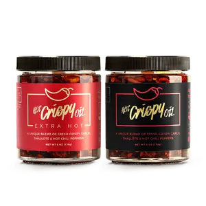 Hot Crispy Oil Combo Box - 17oz (500g) Handmade Glass Jar Oil Blend with Fresh Crispy Garlic, Hot Chili, Shallots, Spice, Ginger, Salt for Pasta, Bread, Egg