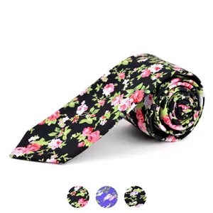 Tie - Floral Cotton Slim Tie  2.5"