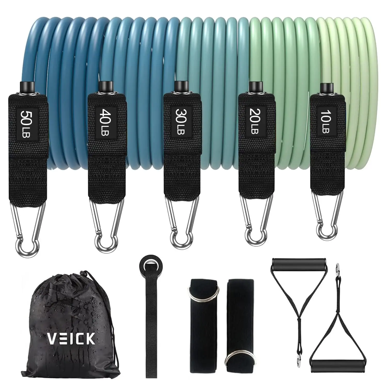 Resistance Bands, Exercise Bands, Workout Bands Set for Working Out with Handles for Men Women, Exercising Bands for Fitness Weights Work Out at Home, Blue
