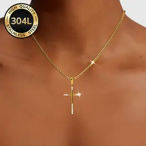 Ambesi 18k silver plated cross necklace with diamond embellishment -princess, diana, necklace, cross