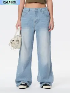 EMMIOL Women's Trendy Casual Denim Pants - Elastic High Rised Wide Leg 2025 Style All Seasons Comfortable Fit