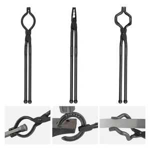 Father's Day Gift VEVOR Blacksmith Tongs, 18" 3 PCS, V-Bit Bolt Tongs, Wolf Jaw Tongs and Z V-Bit Tongs, Carbon Steel Forge Tongs with A3 Steel Rivets, for Beginner and Seasoned Blacksmiths, Bladesmiths and Craftsmen