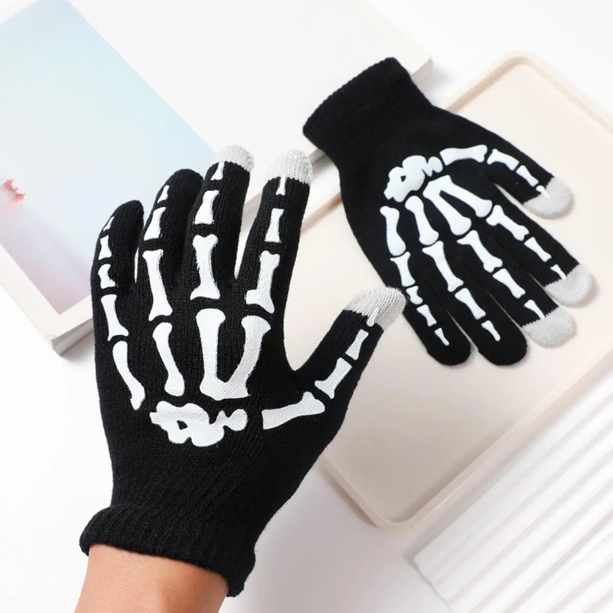 Skeleton Paw Pattern Touch Screen Gloves, Non-slip Warm Gloves for Men & Women, Motorcycle Riding Gloves, Motorcycle Accessories for Outdoor Cycling, Motorcycle Gear