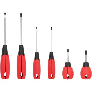 Magnetic Screwdriver Set, 6-Piece Screw Drivers Tool Set 3 Phillips and 3 Flat Head, Standard Screw Driver and Stubby Screwdriver Have Professional Cushion Grip