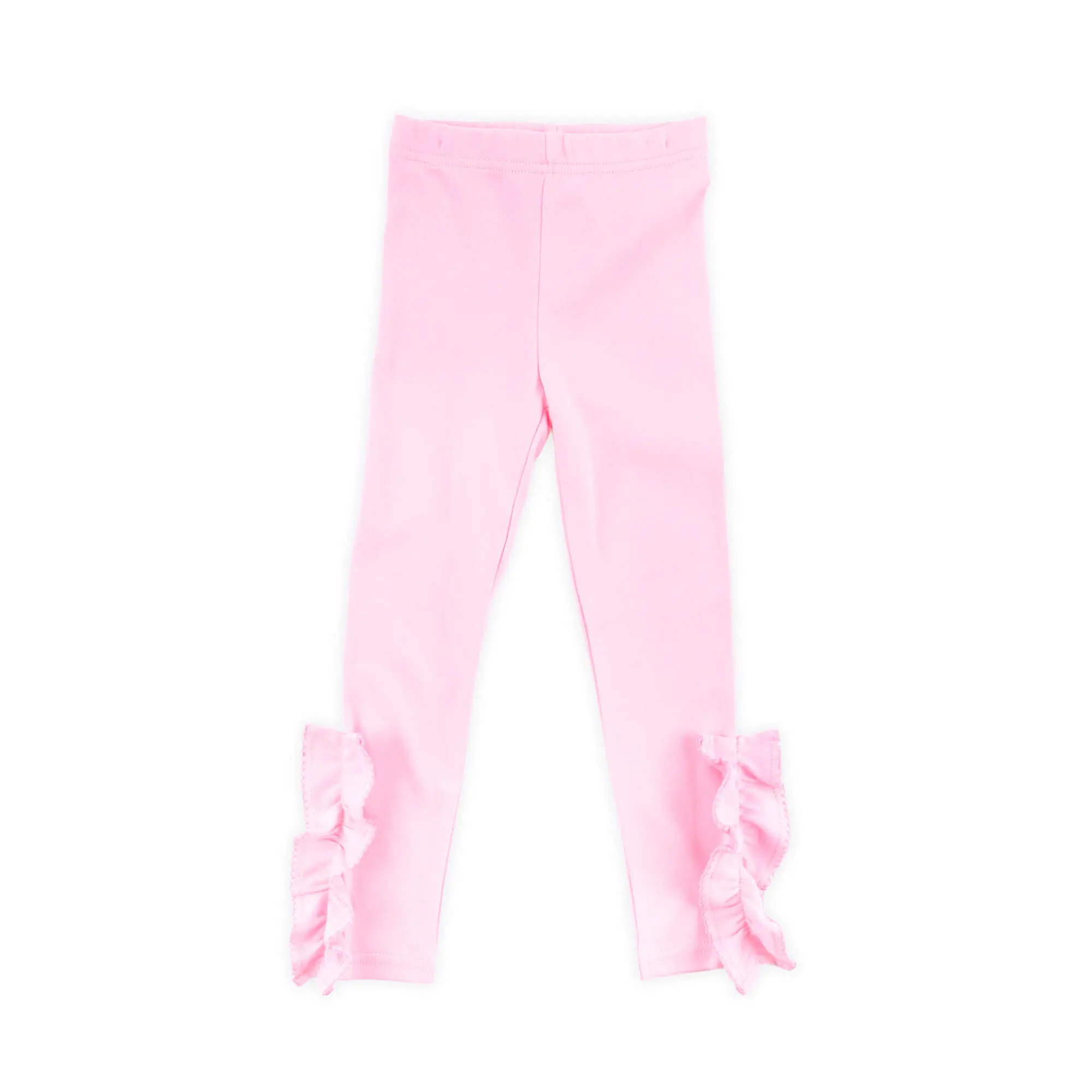 Pink Side Ruffle Leggings - Soft Knit Girls Bottoms
