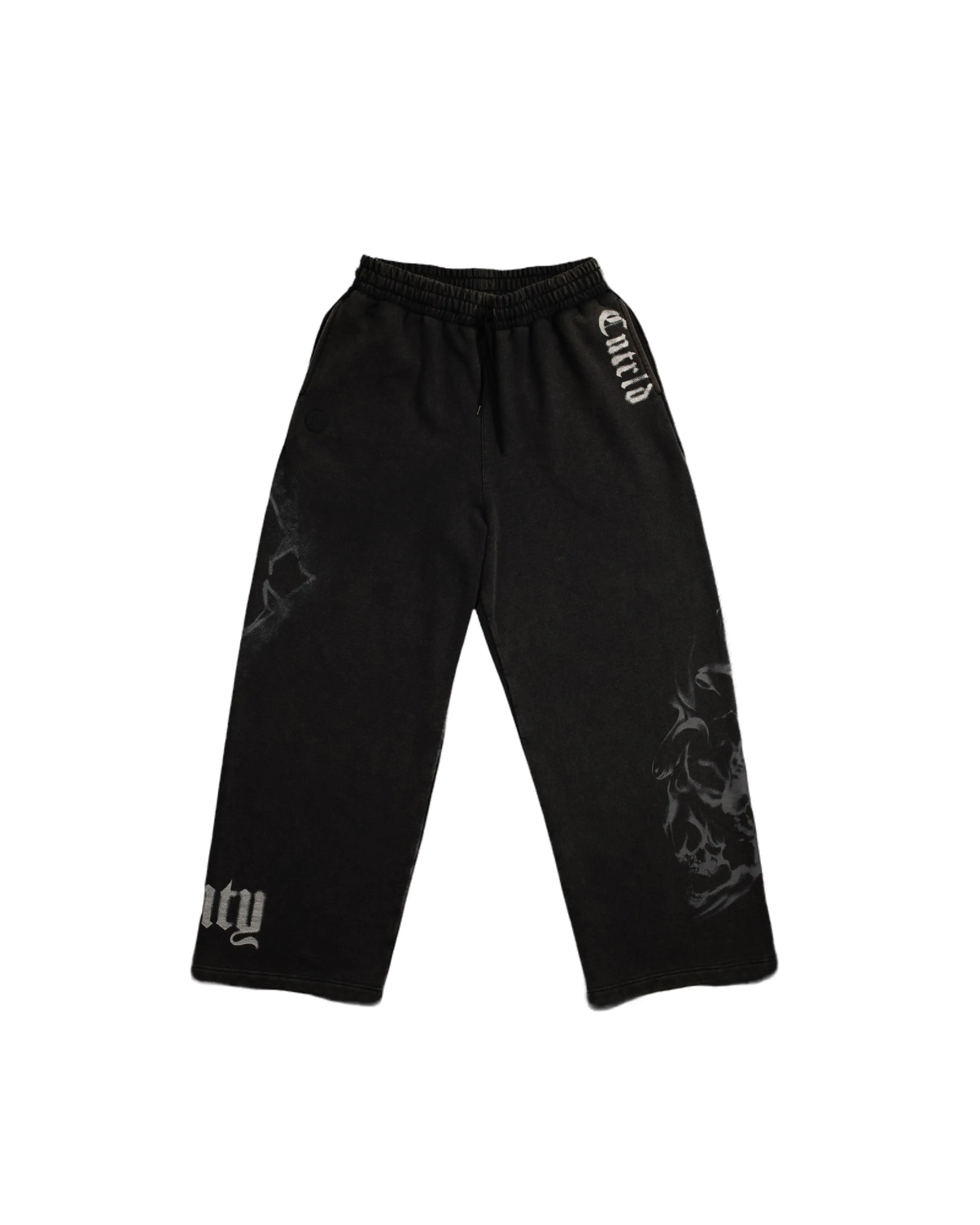 Glossy Gray Wide Leg Sweats  | Controlled Insanity |  440 GSM Heavyweight Cotton Paranorman Drop