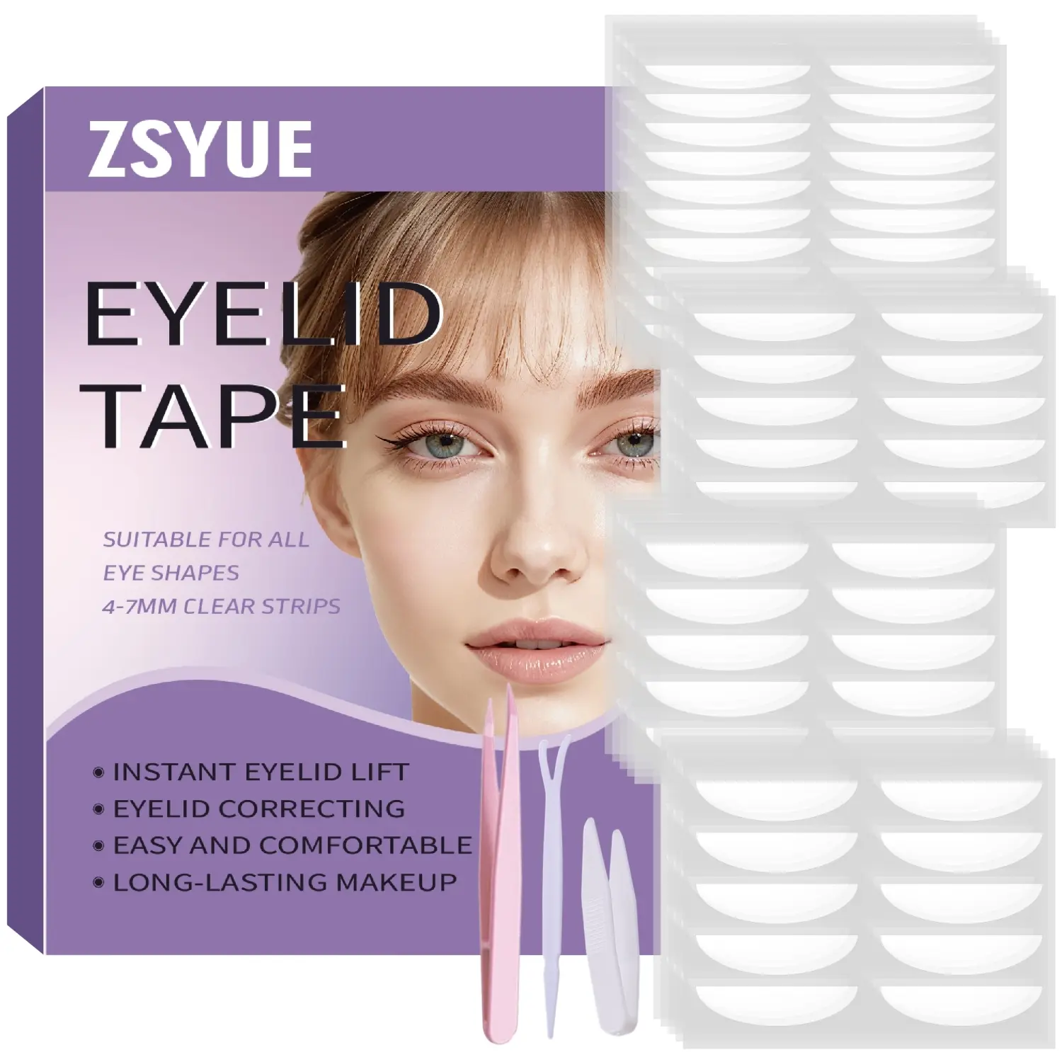 250pcs  Eyelid Tape, 4 Sizes (4-7mm), Instant Invisible Lifting Strips, Ultra-Thin Breathable Long-Lasting Makeup, Suitable for Inner Double, Drooping, Asymmetric, Monoeylid