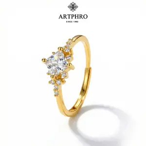 ARTPHRO Women's Adjustable Princess Cut Zirconia Solitaire Ring - Exquisite Sparkle, Timeless Beauty, Fashion for Women, Daily Wear, Everyday Female Solitaire Engagement Ring