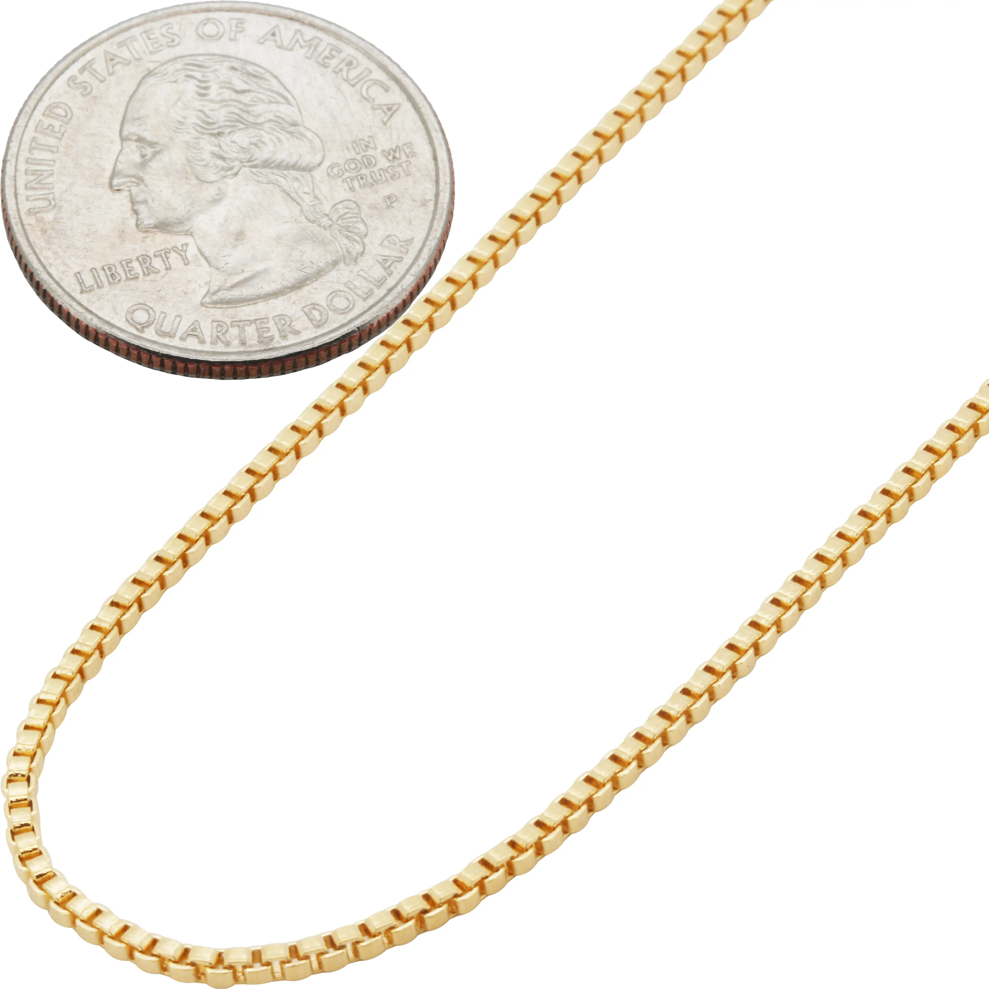 18k Yellow Gold Filled 1.5mm Box Chain Necklace 16"-24”