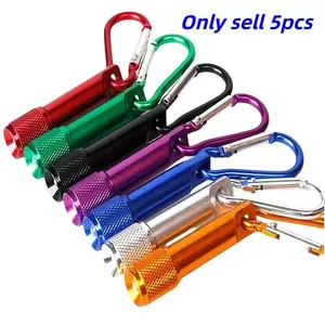 5-Piece Mini Lightweight Keychain LED Flashlight Set, Portable Strong Light Gear for Camping Hiking, Outdoor Sports Accessories, Backpack Clip-On