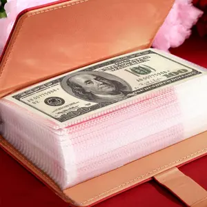 Large capacity 100-page 3-ring binder cash and photo storage book with password lock-heavy plastic cover, binding system suitable for money, stamps and photo albums-office use, financial record notebook Savings Binder