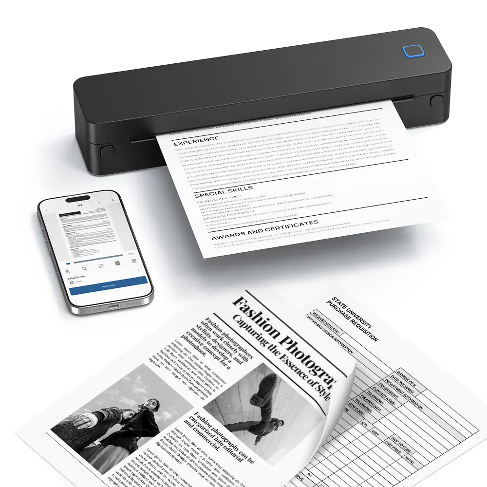 Portable Printer Wireless for Travel, D830 Bluetooth Thermal Printer Support for 8.5"x11" US Letter, AI Printer, Inkless Printer Compatible with iOS, Android, Laptop for Office, Car and Home outdoorfun, Fathersdaygift, summerwins