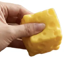 MINI -SUPER SOFT - SQUISH CHEESE BLOCK Squishy Squishies Sqeezy FOOD Sensory Viral Stress Fidget Toy 1.96” Cubed