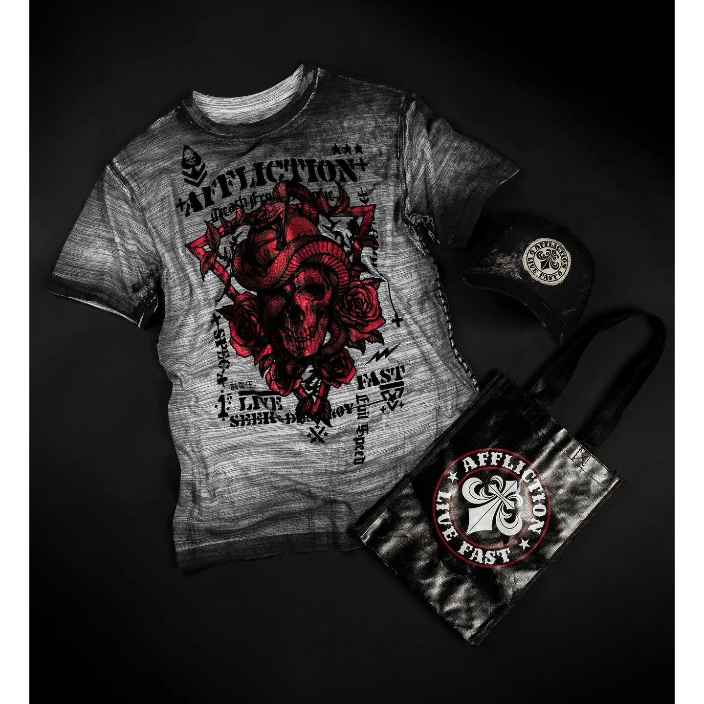 Affliction Mens Mystery Shirt and Hat