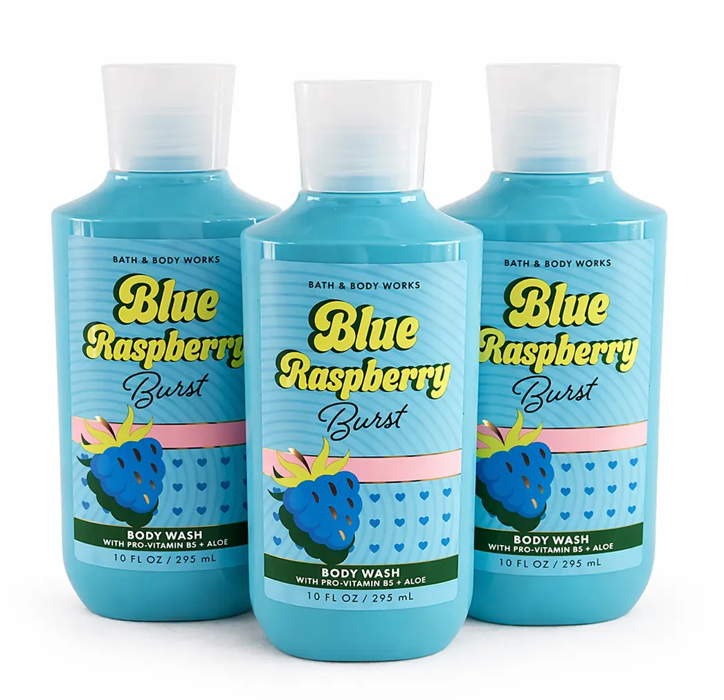 BLUE RASPBERRY BURST Bath & Body Works Body Wash 3-Pack - 10 oz Each