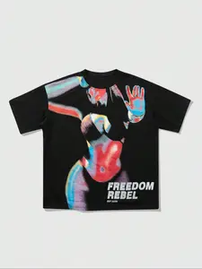 Men's Rock Gothic Future American Vintage Thermal Imaging Gradient Print Crewneck Short Sleeve T-Shirt, Casual Style Tee, Streetwear Casual Slim Fitting Daily Wear for Spring Summer