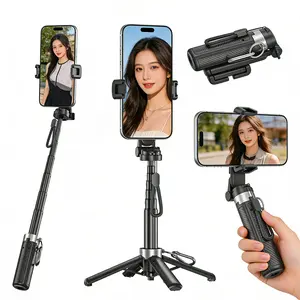 2026 4-in-1 Multi-Functional Selfie Stick 360° Rotation Wireless Bluetooth Control Portable Fashionable Compatible with Most Phone Models Upgraded Version Extends up to 65cm - Cellphone