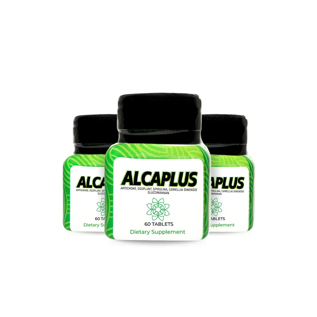 Alcaplus Natural Supplement for Digestive Health with Artichoke Glucomannan Camellia Sinensis Eggplant Spirulina + Free Bottle