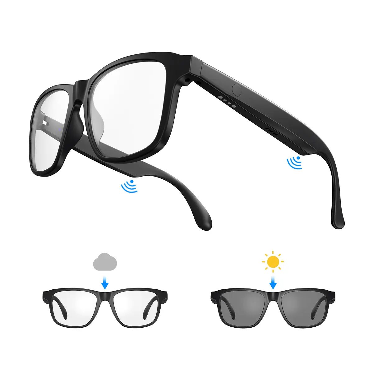 Smart Glasses, Bluetooth 5.3 Wireless Glasses, Touch Control ,Multifunctional Smart Glasses for Men/Women with speaker, Lightweight for Travel/Work/Business