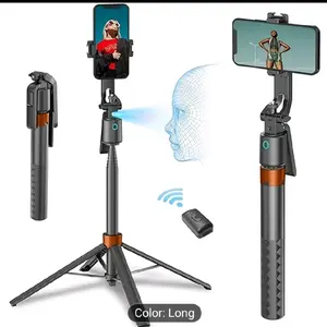 Auto Face Tracking Tripod 360 Rotation with Stand for Android & iPhone Tripod Holder Remote Gesture Control No App Built-in Tracking Camera Selfie Stick for Vlog Video Recording Tiktok