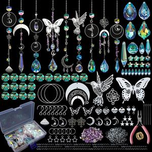 400 Piece Sun Catcher Craft Kit, Adult DIY Hanging Prism Set, Crystal Rainbow Maker, Indoor Window Home Wedding Garden Christmas Decorations, Wind Chimes
