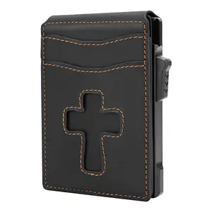 Men's Business RFId Blocking Cross-pattern Wallet, Simple Plain Multi Card Slots Wallet, Minimalist Card Holder Wallet for Men, Trifold Card Holder