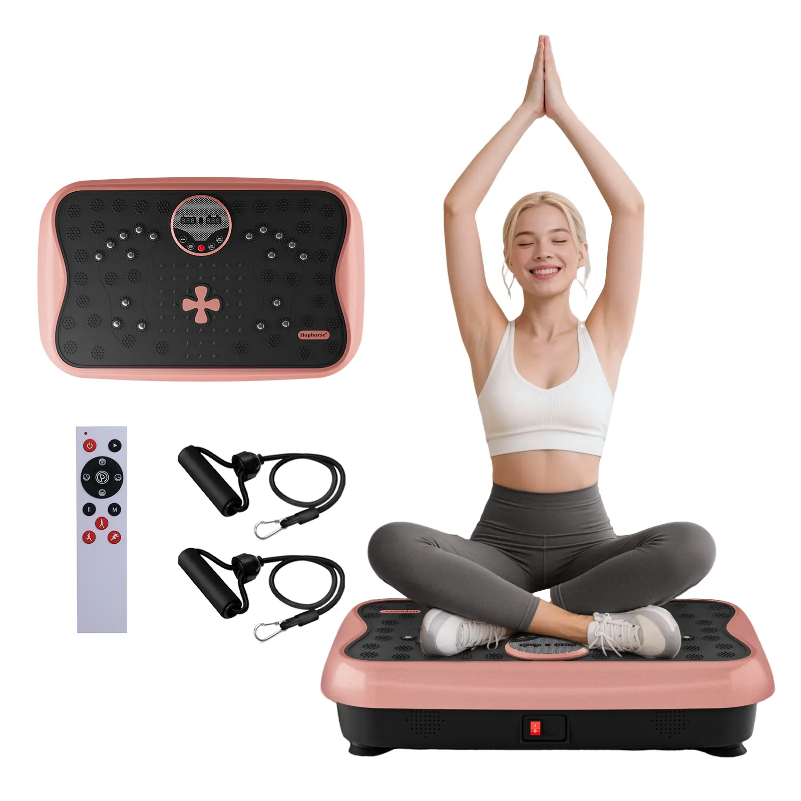 HopHorse Vibration Plate Exercise Machine  Vibration Plate  for Shaping Wellness Gyms Home Workout  Home Gym Equipment with 4 vibration plate exercise machine Speeds & Bands - Silent Tech, Health Gift for Woman&Man outdoorfun