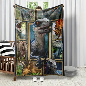 3D Dinosaur Print Flannel Blanket – Soft, Tear-Resistant Blanket with Vibrant Prehistoric Creature Design – Perfect for Bed, Sofa, Travel, and Office Decoration – Ideal Gift for Adults, Dinosaur Room Decoration