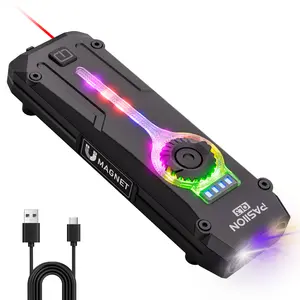 Rechargeable EDC Flashlight, Flat Tactical Flashlight 1200 Lumens with 11 Light Modes & Stepless Dimming, Magnetic Base & Dual Clip, White & Warm Light Combo, UV Mode, Red Light Beam, RGB Modes, Compact Aluminum EDC Light