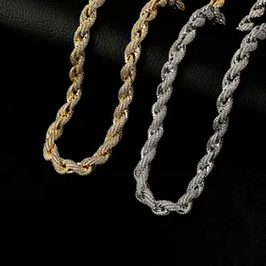 10mm Iced Out Twisted Rope Chain| Hip Hop Bling Necklace & Bracelet