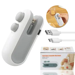 Mini snack bag sealing machine,2 in 1 heat USB rechargeable snack bag selaer, plastic Electric bag sealers, sealer cutter bag small sealing, keep food fresh.