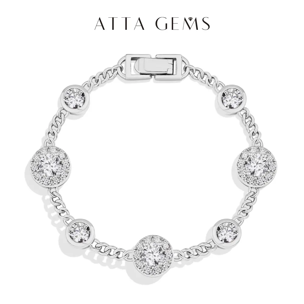 Luxury Round Cut 3.65CT Dainty Stackable Synthetic Moissanite Bracelets Set - Perfect for Layering 2025 Trend Fine Jewelry Gift Anniversary B030, Elegant Jewelry Bracelet, Exquisite Bracelet summerwins