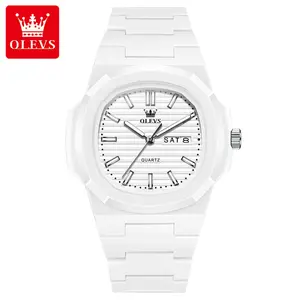 OLEVS men's watch waterproof senior handsome personality pure white student sports style men's watch 5627