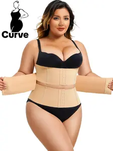 Plus Size Women's Shapewear Waist Belt, Underwear, High Elasticity Fabric, Adjustable Front Closure, Breathable Comfort, Firm Support, All Seasons Wear