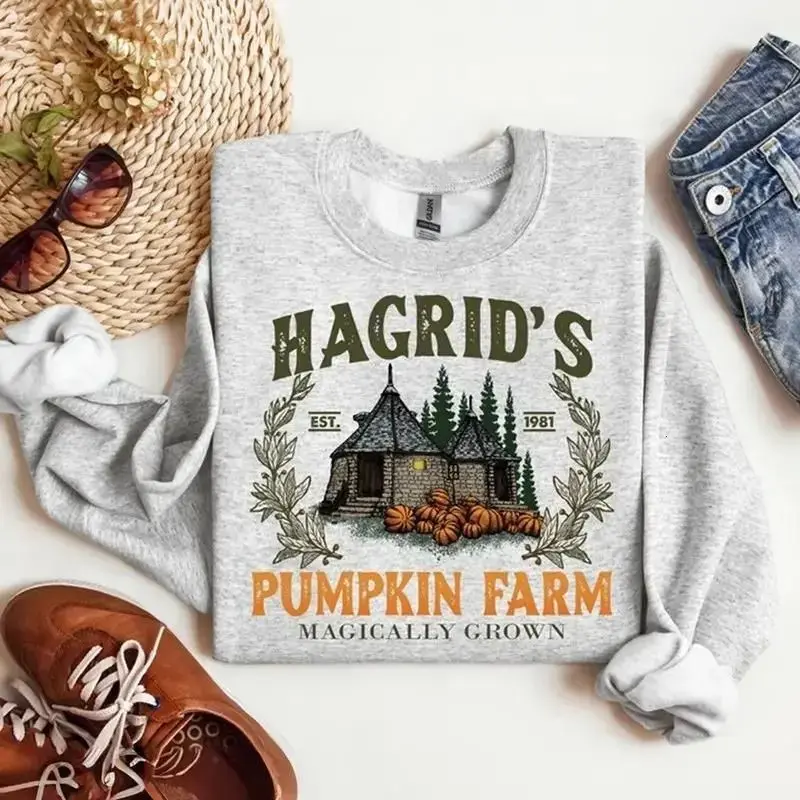 Hagrid’s Pumpkin Patch Sweatshirt, Fall Halloween Crewneck, Spooky Season Pumpkin Farm Sweatshirt, Thanksgiving Sweater, Wizard Fan Gift Sweatshirt...