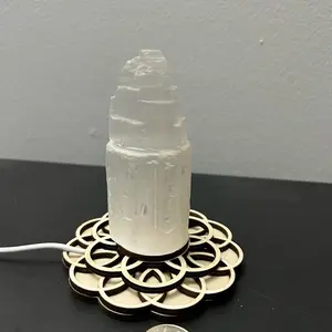Selenite crystal tower with color changing light holder Home Ornament