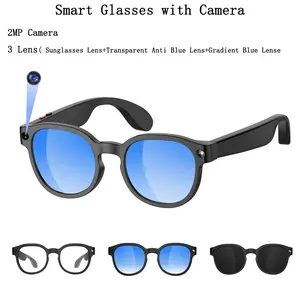 2MP Camera AI Smart Glasses for Men Women,Anti-Shake Video Recording Sunglasses, Supports Photo/Video/Audio Recording, Ai Voice Control, Ai Glasses with Bluetooth Calling, 270mah Battery