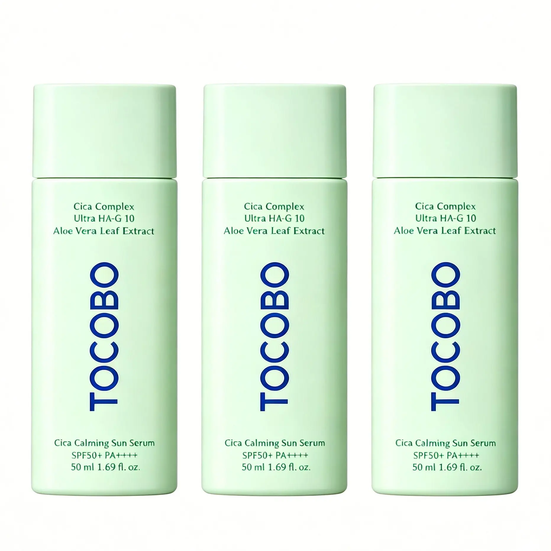 3PCS TOCOBO Cica Calming Sun Serum SPF50 PA++++ 50 ml 1.69 fl. oz Lightweight Aloe Sensitive Sunscreen