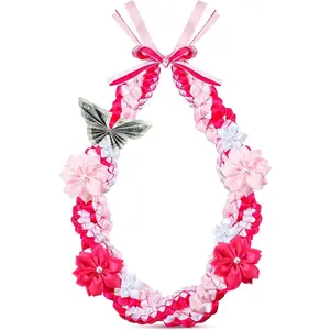 50" Graduation Lei 2026 Graduation Necklace Class of 2026 Ribbon Lei Double Braided Handmade Grad Leis with Satin Flower Pin Gift for Grad Accessories Men Women