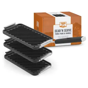 Yukon Glory SEAR 'N SERVE Set of 3 Cast Iron Grll Pans